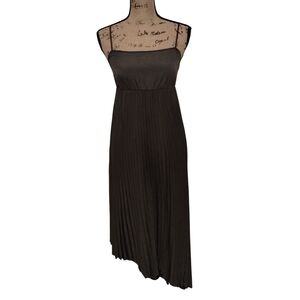 AllSaints Evetta Pleated A Symmetrical Slip Dress Khaki Women's  Size XS